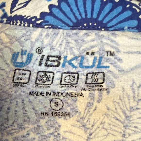 IBKUL Bamboo Gardens Blue and White Quarter Zip size S - Picture 2 of 13